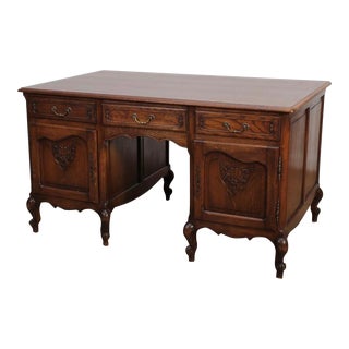 Late 20th Century French Provincial Style Pedestal Desk For Sale