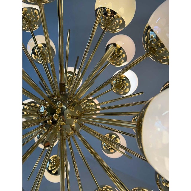 Cream Mid-Century Modern Murano Glass and Brass Sputnik Chandelier, 2000s For Sale - Image 8 of 15