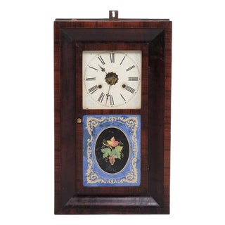 American Clock with Painted Glass Window For Sale