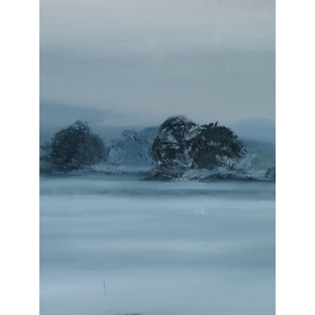 Modernist 'Friesians in the Mist' Vintage Original Landscape Oil Painting, Framed For Sale - Image 12 of 13
