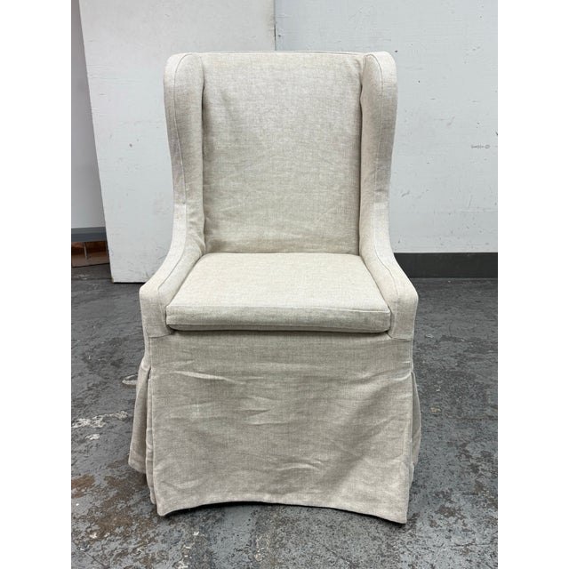 French Restoration Hardware Faye Slipcovered Desk Chair on Casters For Sale - Image 3 of 12