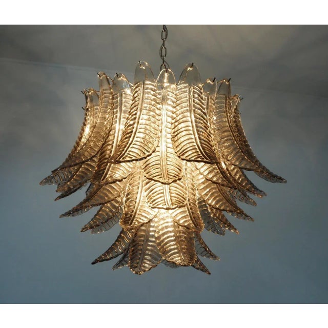 Murano Italian Murano Three-Tier Smoked Felci Glass Chandelier-48 Glasses For Sale - Image 4 of 9