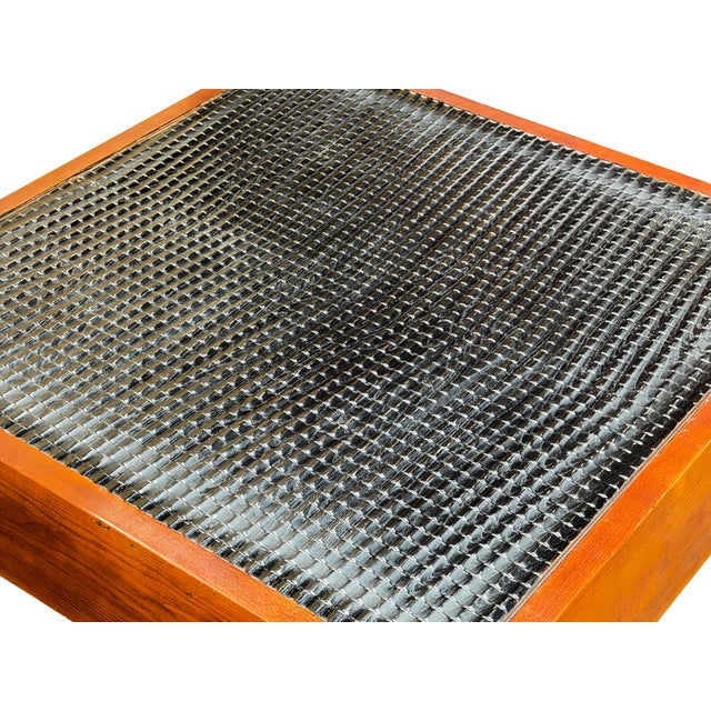 Brown Black Geometric Pattern Square Block Legs Coffee Table For Sale - Image 9 of 10