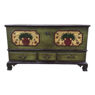 Antique Pennsylvania Dutch Folk Art Painted Blanket Chest / Hope Chest Dated 1786 For Sale