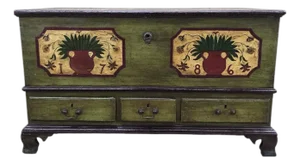 Antique Pennsylvania Dutch Folk Art Painted Blanket Chest / Hope Chest Dated 1786
