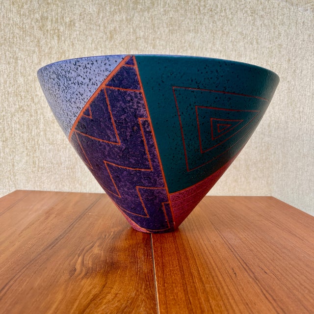 Ceramic Postmodern Ceramic Decorative Center Bowl Signed by Japanese Artist Masuo Ojima. C 1980s For Sale - Image 7 of 18