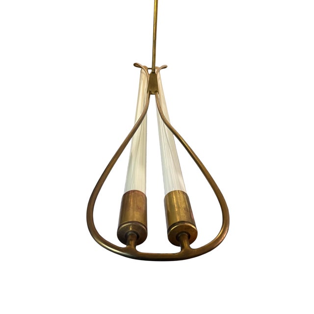 Bauhaus Art Deco Industrial Brass Hanging Light by Kaiser & Co, 1930s For Sale - Image 3 of 12