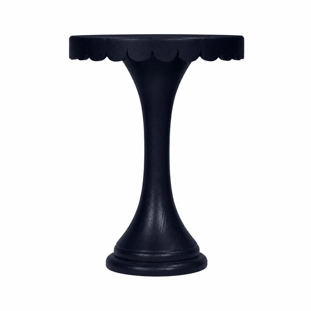 Crafted from natural wood, this scalloped accent tables add a joyful pop of color and character to any space. The softly...