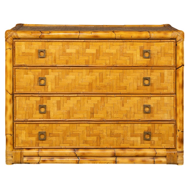 20th Century French Bamboo Chest of Drawers, 1970s For Sale