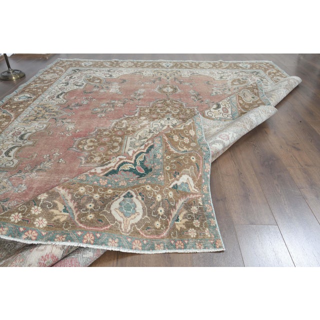 1970s Vintage Persian Handmade Wool Cotton Pink Area Rug For Sale In San Francisco - Image 6 of 11