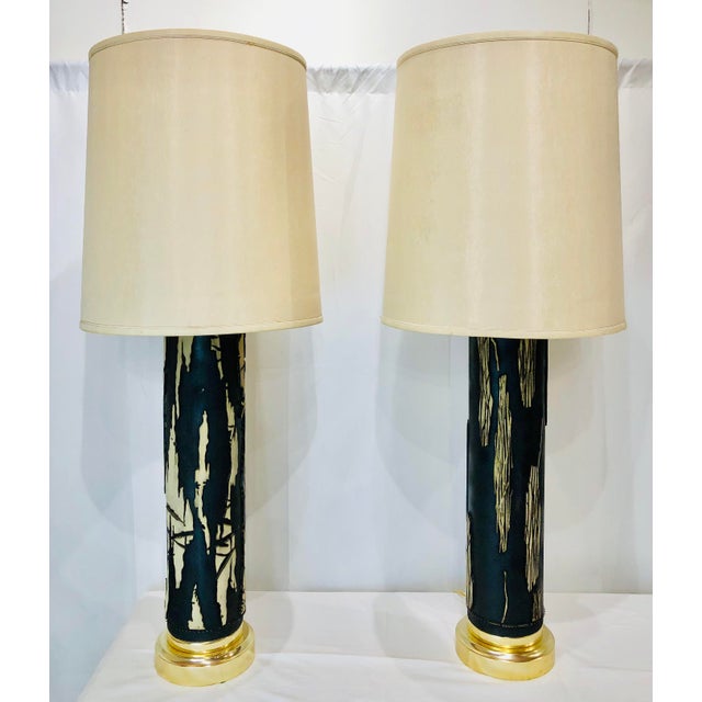 Early 20th Century Wallpaper Roller Table Lamps a Pair Chairish