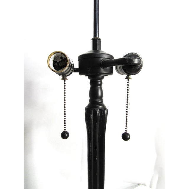 Vintage Tiffany Style Iron Bronze Lamp With Shade For Sale In New Orleans - Image 6 of 16