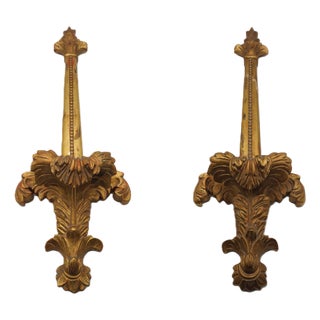 1980s Italian Gold Wall Sconces Plate Holders - a Pair For Sale