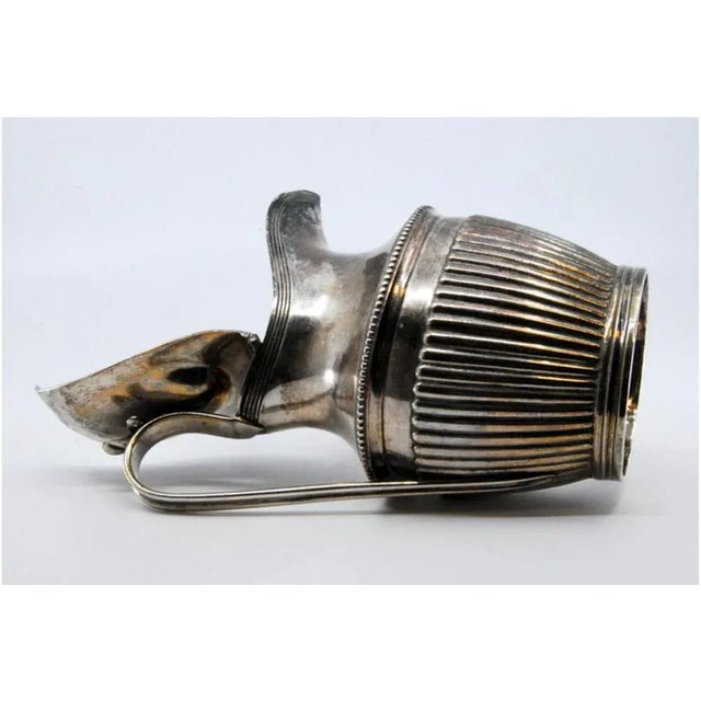 Metal Fluted Silver Milk Jug For Sale - Image 7 of 11