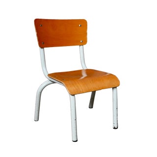 Vintage School Chair in Tubular Metal and Plywood, 1960s For Sale
