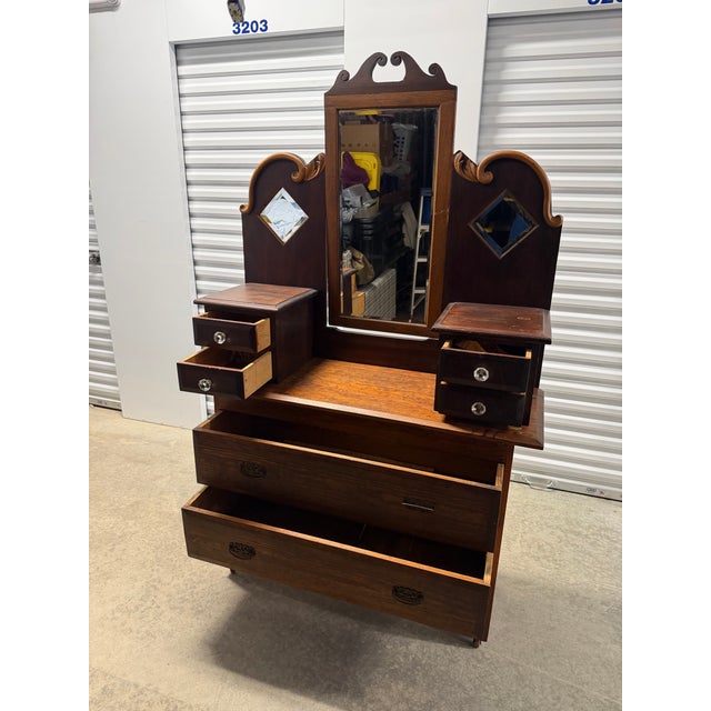 Mid-Century Modern Antique Victorian -Style Dressing Table / Vanity Dresser For Sale - Image 3 of 12