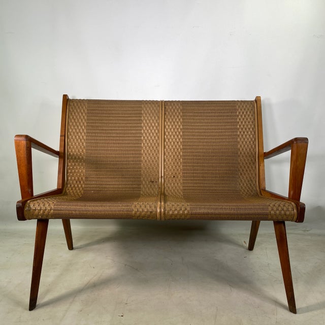 Mid Century Jen Risom Style Settee For Sale - Image 11 of 11