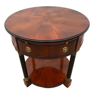 Round Table With Drawer Note Pull Bottom Shelf Empire Style Century Furniture For Sale