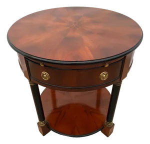 Round Table With Drawer Note Pull Bottom Shelf Empire Style Century Furniture