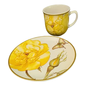William Sonoma Set Jardin Des Fleurs Floral Coffee Tea Mug & Dessert Plate #2