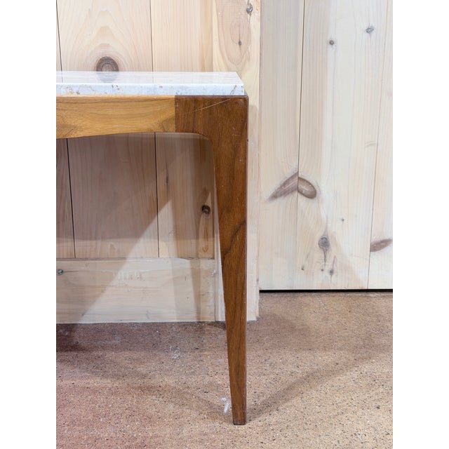 Vintage Rhythm Mid-Century Walnut & Marble Side Tables, Pair For Sale - Image 4 of 7