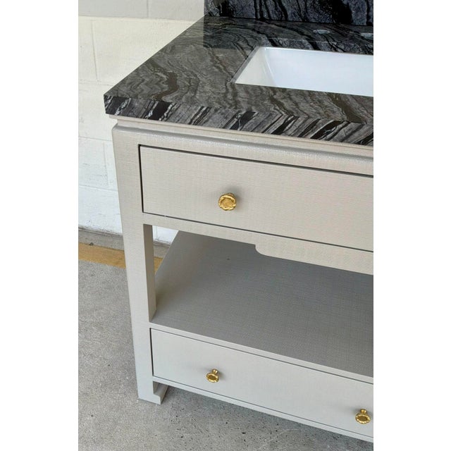 Made Goods Made Goods Modern Gray Linen Double Sink Vanity For Sale - Image 4 of 9