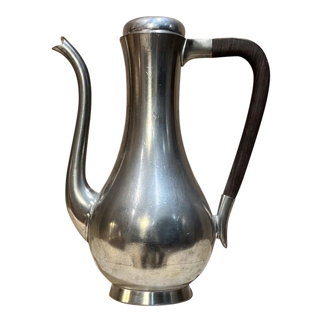 1950s Royal Holland Sculptural Pewter Carafe Coffee Pot Kmd For Sale