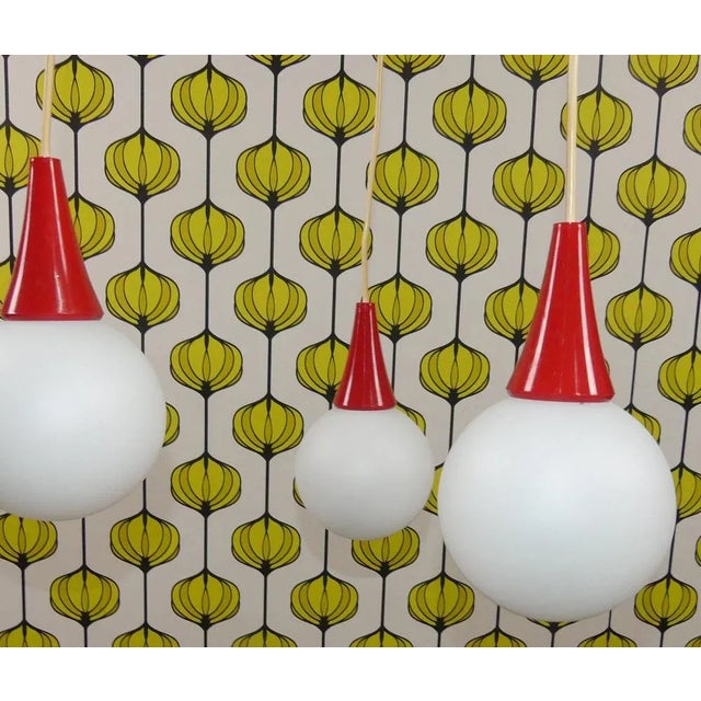 Ball White and Red 3 Flame Frosted Glass Cascade Lamp For Sale - Image 9 of 13