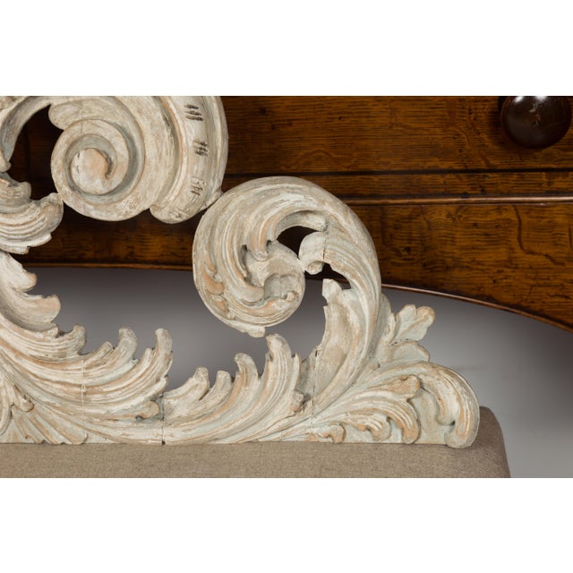Italian Rococo Style 19th Century Painted Fragment with Carved Acanthus Leaves For Sale - Image 9 of 12