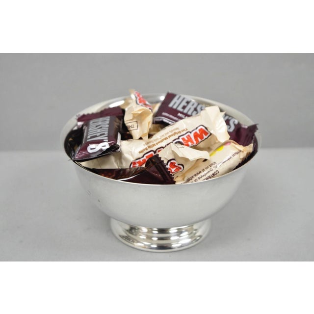Mid-Century Modern Vintage Mid Cerntury Modern Paul Revere Reed & Barton Style Small 5" Round Silver Plated Candy Dish For Sale - Image 3 of 11