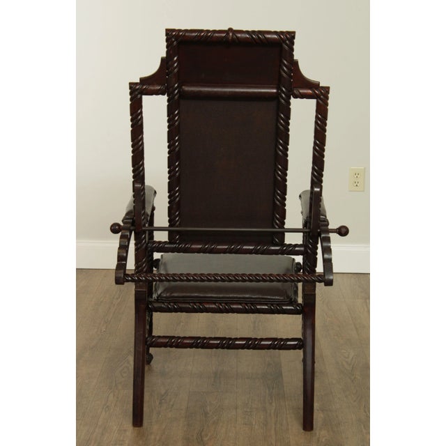 Late 19th Century Hunzinger Antique Victorian Gothic Period Reclining Morris Chair For Sale - Image 5 of 13