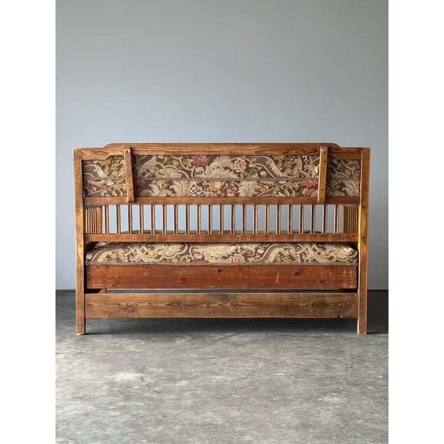 Pine Bench Fold-Out Daybed With Hidden Storage, Central Europe, 19th Century For Sale - Image 16 of 18