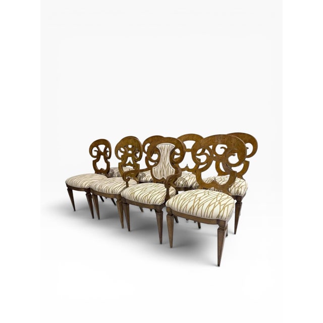 1960s Reupholstered William Doezema for Mastercraft Biedemeier Dining Chairs - Set of 8 For Sale In Boston - Image 6 of 16