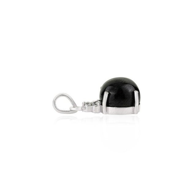 Contemporary Sterling Silver Black Star Drop Pendant With Zircons For Sale - Image 3 of 12