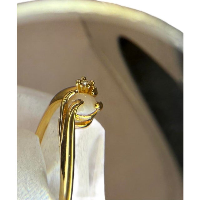 1990s 18k Gold Plated Opal Ring With Accent, Size 7.5 For Sale - Image 4 of 4