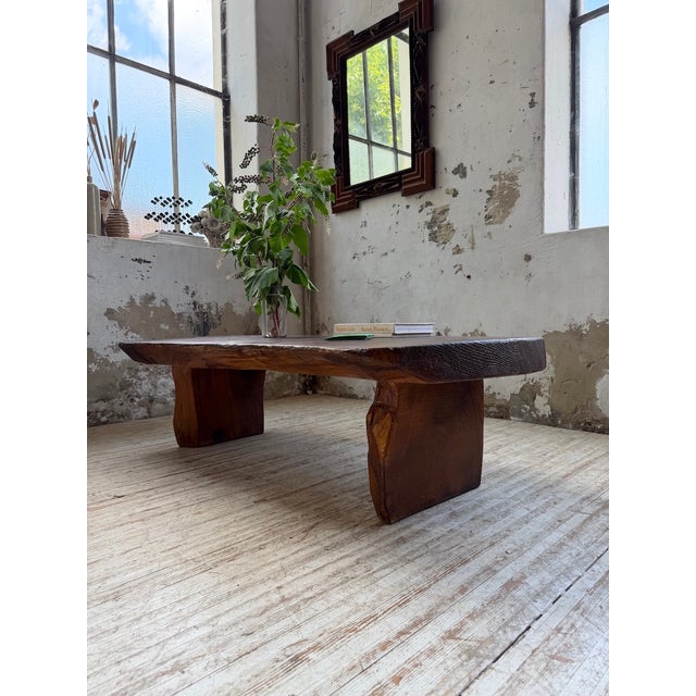 Brown Brutalist Handcrafted Coffee Table, 1950s For Sale - Image 8 of 18