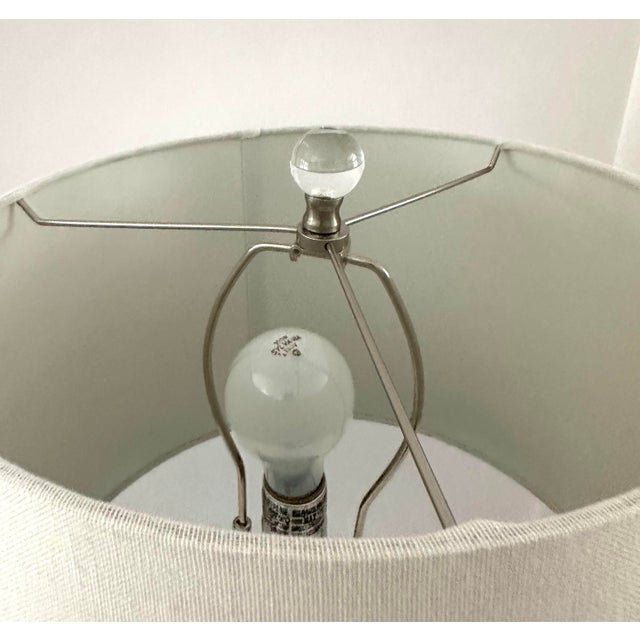 Aqua Aqua Blue Carved Art Glass Crystal Table Lamp For Sale - Image 8 of 8