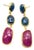 Bochic "Capri" Emerald, Ruby & Multi Rough Cut Sapphire Earrings Set In 18K Gold For Sale