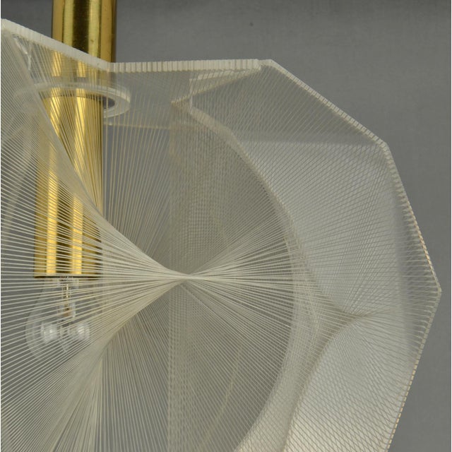 Mid-Century Modern Pendant Lamp in Clear Acrylic Glass, Wire and Brass, 1970s For Sale - Image 14 of 18