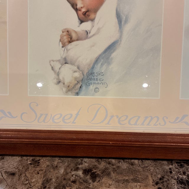 Traditional Bessie Peace Gutmann “Sweet Dreams” Lithograph Framed in Wooden Frame For Sale - Image 3 of 12