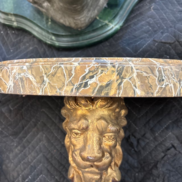 Faux Marble Console Bracket With Decorative Single Lion Leg For Sale - Image 10 of 11
