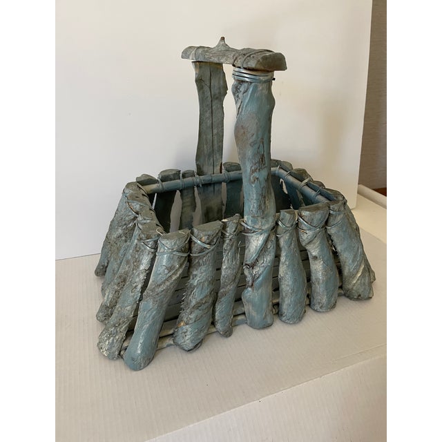 Rustic 1960s Folk Art Rustic Twigs Basket Handmade Planter For Sale - Image 3 of 6