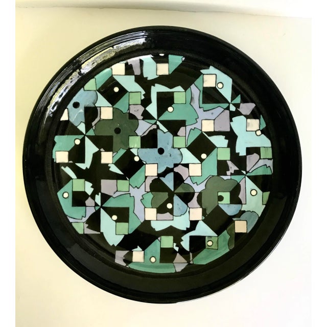 Black 1977 Studio Pottery Plate Signed Jeniye For Sale - Image 8 of 8