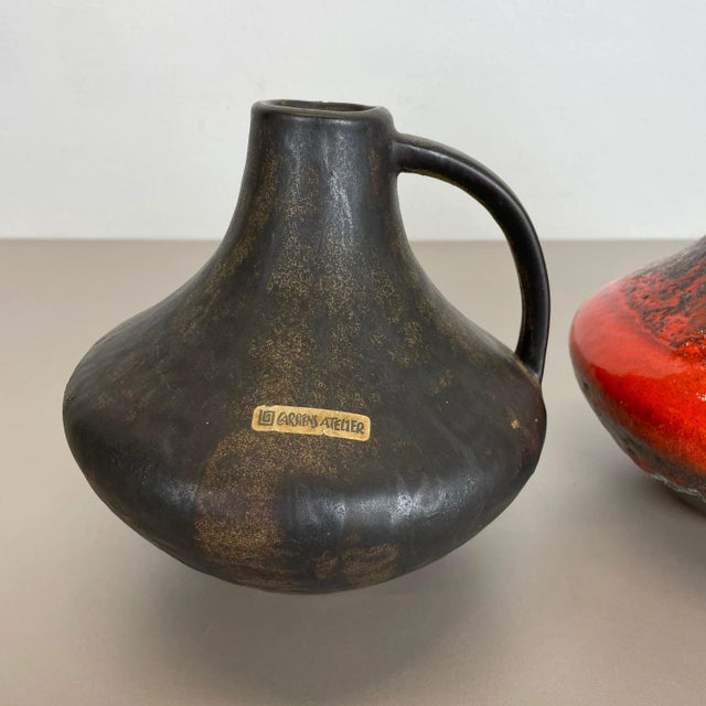1970s Fat Lava Pottery Vases by Heinz Siery for Carstens Tönnieshof, Germany, 1970s, Set of 2 For Sale - Image 5 of 18