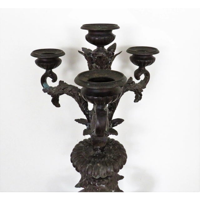 Late 20th Century 1 of 2 Huge Rare Maitland Smith Bronze Candelabra With Dolphins Candle Holders For Sale - Image 5 of 8