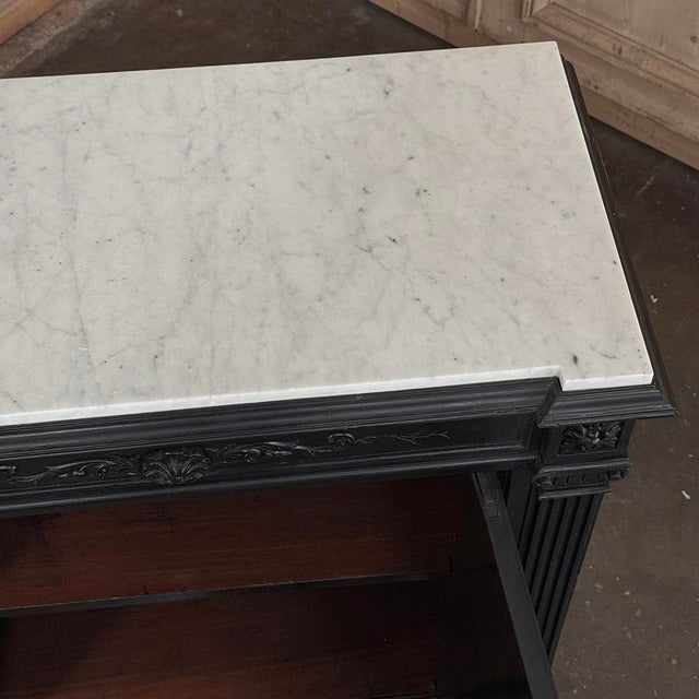 19th Century French Napoleon III Ebonized Neoclassical Cabinet With Carrara Marble For Sale - Image 17 of 18
