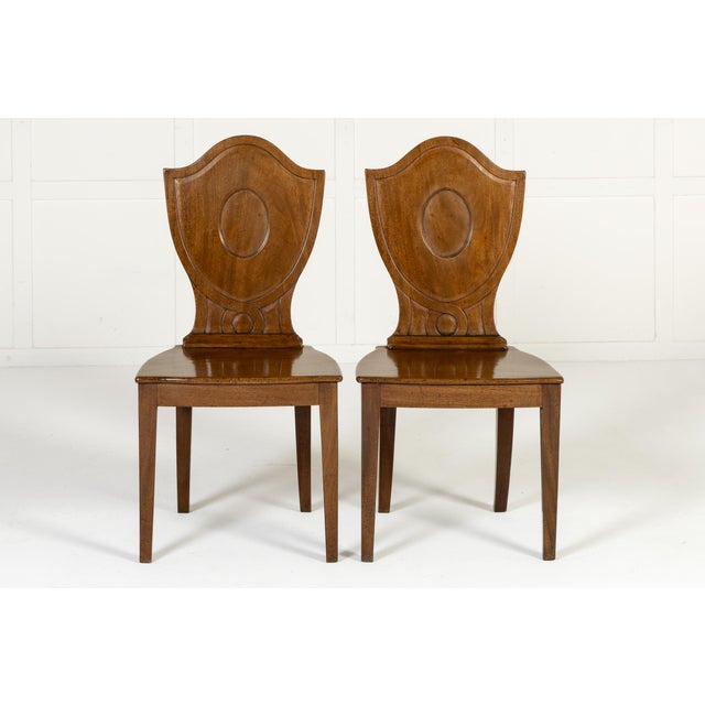 Wood 19th Century Regency Mahogany Hall Chairs, Set of 2 For Sale - Image 7 of 7