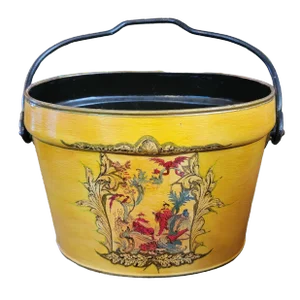 1960s Metal English Hand Painted Bucket