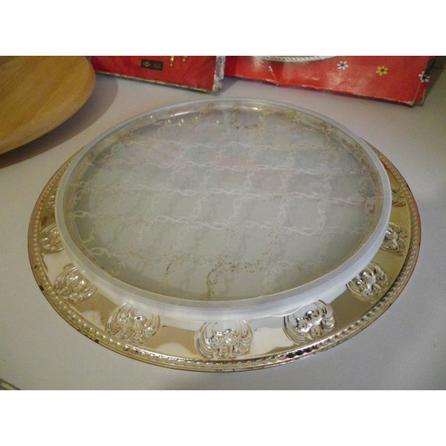 Rotating Cheese Board Set, Cake Serving Platter, and Teaspoons, Set of 8 For Sale - Image 9 of 18