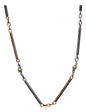 The Glendale: Antique Rose Gold and White Gold Chain with Seed Pearls